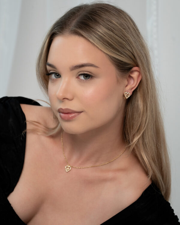 Komplet Christian Dior – pozłacany naszyjnik i klipsy z kryształkami
