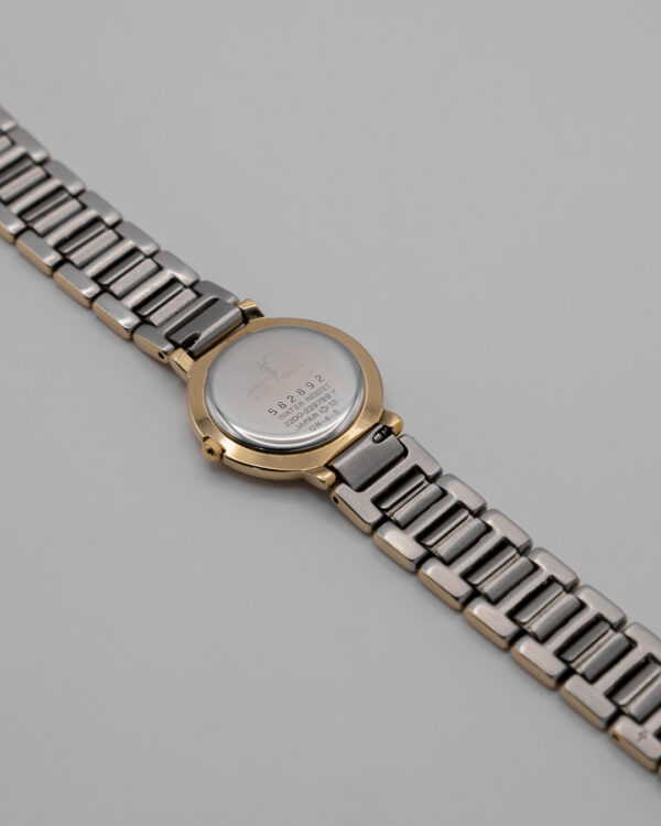 Zegarek Yves Saint Laurent Arty bicolor – złota koperta z czarną tarczą, Swiss Made, lata 90.