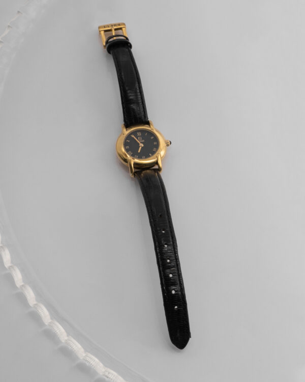 Zegarek Fendi Orologi – złocona koperta z czarną tarczą, Swiss Made, lata 90.