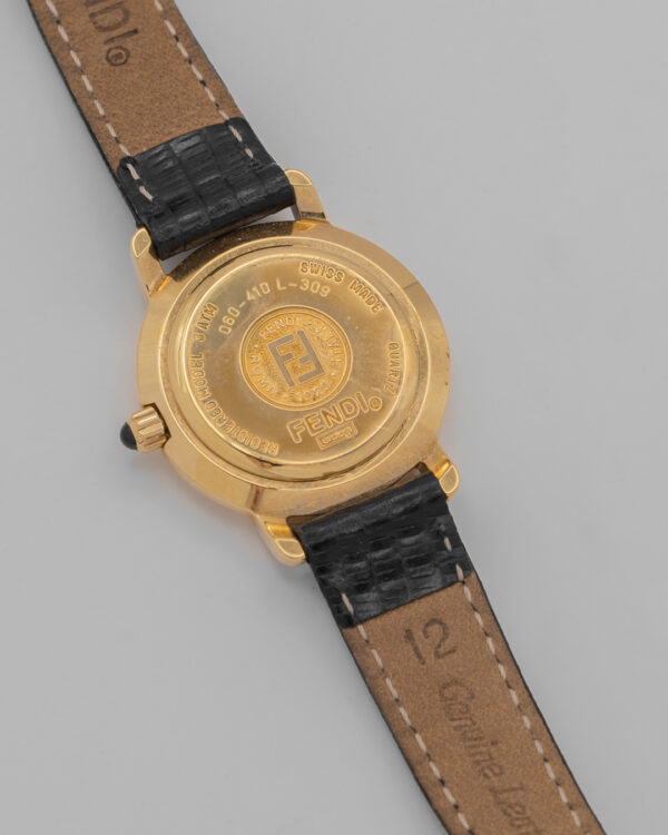 Zegarek Fendi Orologi – złocona koperta z czarną tarczą, Swiss Made, lata 90.