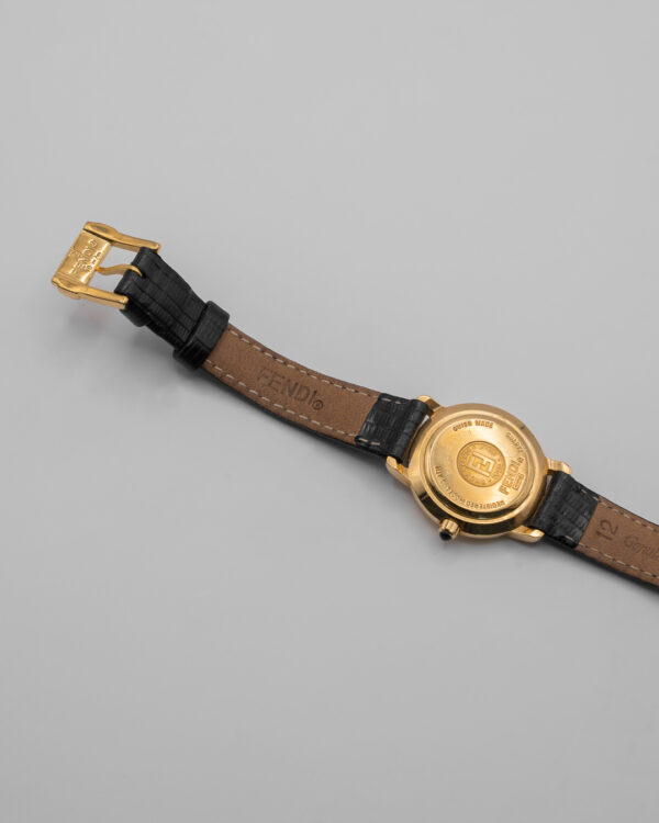 Zegarek Fendi Orologi – złocona koperta z czarną tarczą, Swiss Made, lata 90.