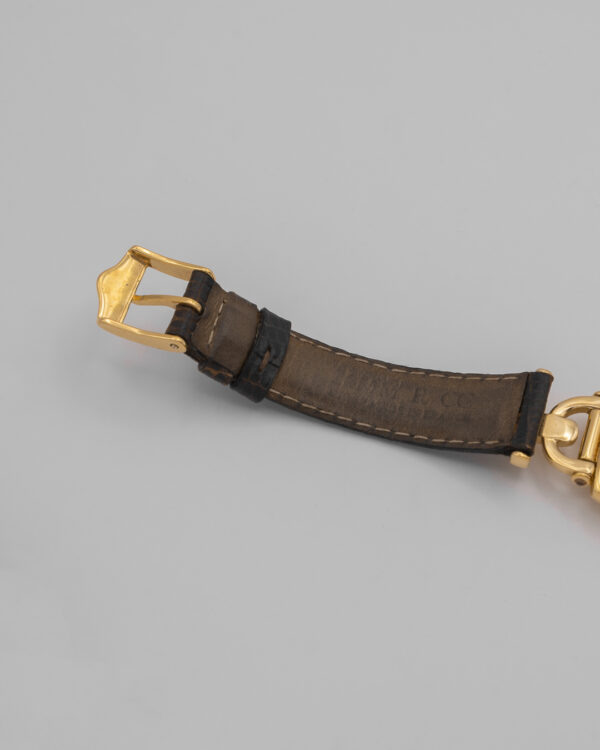 Zegarek Gucci 6300L Horsebit - złocony z jasną tarcza na skórzanym pasku