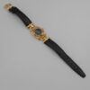 Zegarek Gucci Horsebit Swiss Made - pozłacany zegarek z czarną tarczą i skórzanym paskiem, lata 80./90.