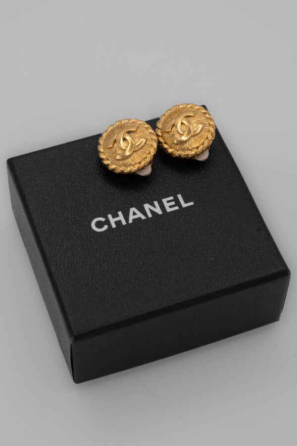 Klipsy Chanel, logo CC  – lata 90. z oryginalnym pudełkiem