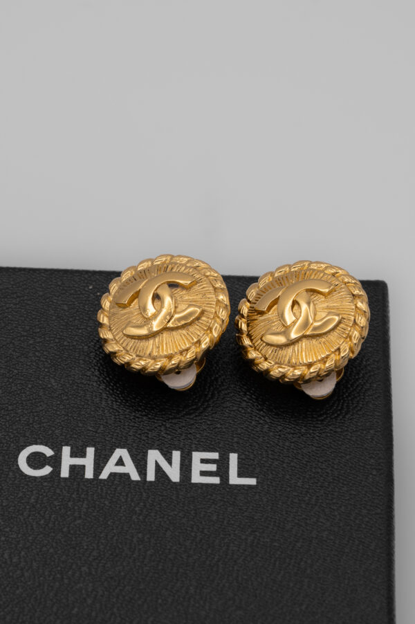 Klipsy Chanel, logo CC  – lata 90. z oryginalnym pudełkiem